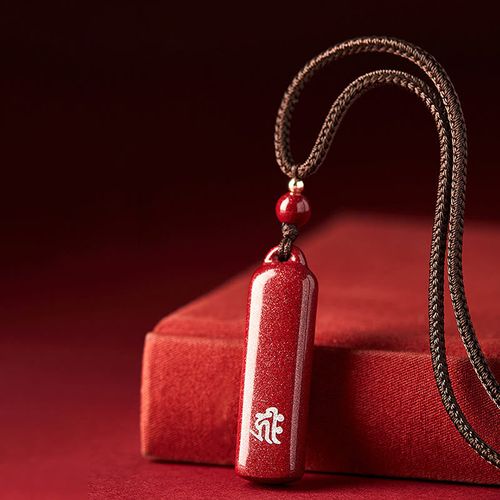 Buddha Stones Chinese Zodiac Natal Buddha Cinnabar Amulet Protection String Necklace Pendant