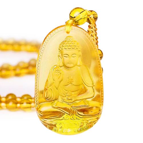 Citrine Guardian Buddha Serenity Pendant Necklace (Extra 40% Off | USE CODE: FS40)