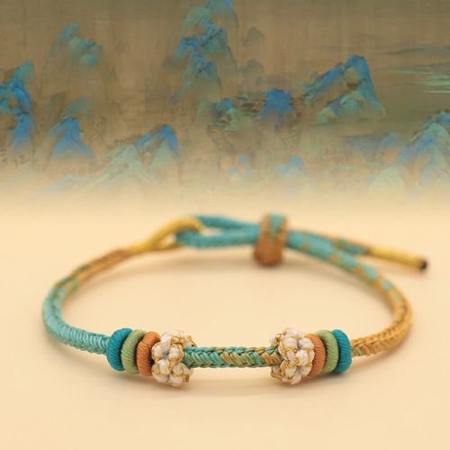 Buddha Stones Handmade Eight Thread Peace Knot Peach Blossom Knot Luck Rope Braided Bracelet