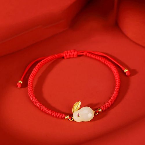 Buddha Stones 925 Sterling Silver Year of the Rabbit Hetian White Jade Luck Red String Protection Bracelet