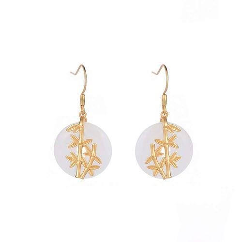 Goforrich FengShui White Jade Fortune Earrings