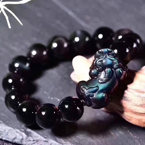 Goforrich FengShui PiXiu Rainbow Obsidian Luck Bracelet