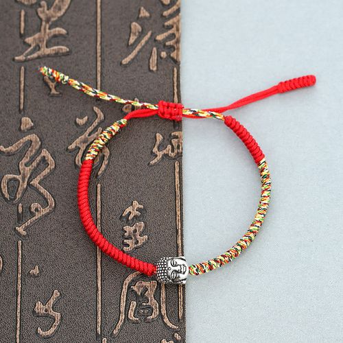 Buddha Stones Handmade Colorful King Kong Knot Buddha Serenity String Bracelet