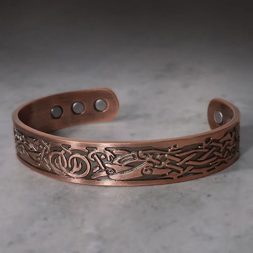 Buddha Stones Viking Birds Magnetic Copper Adjustable Cuff Bracelet Bangle