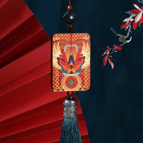 Goforrich PiXiu Ebony Wood Luck Wealth Tassel Car Hanging Decoration