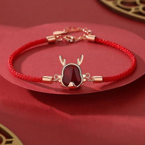 ❗❗❗A Flash Sale- Goforrich 925 Sterling Silver Year of the Dragon Natural Red Agate Dragon Attract Fortune Fu Character Strength Bracelet Necklace Pendant Earrings