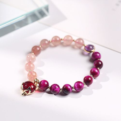 Goforrich Natural Strawberry Quartz Pixiu Love Bracelet