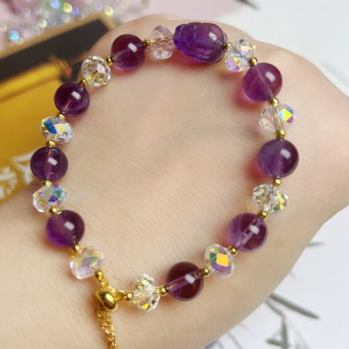 Goforrich Natural Amethyst Pixiu Crystal Balance Bracelet