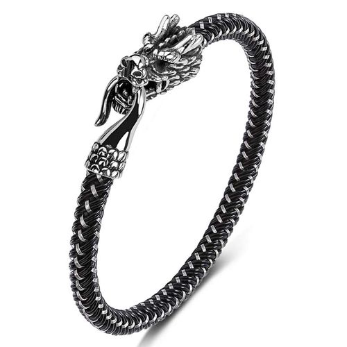 Buddha Stones Dragon Titanium Steel Protection Luck Bracelet