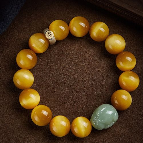 Chinese Zodiac Natal Buddha Tiger Eye Pixiu Jade Protection Bracelet