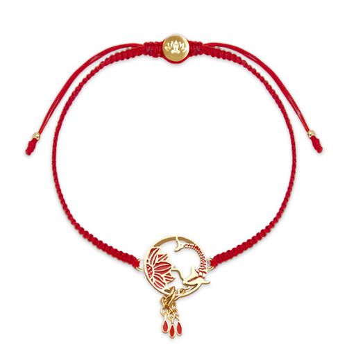 Buddha Stones Tibetan Handmade Lotus Koi Fish Lucky Red String Bracelet