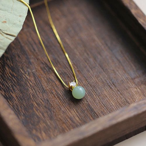 Buddha Stones Lucky Bead Jade Prosperity Chain Necklace Pendant