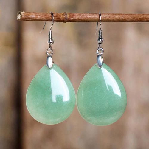 Goforrich Natural Aventurine Dangle Healing Drop Earrings