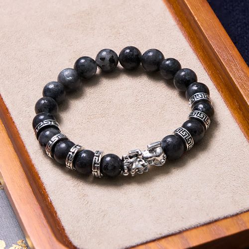 Goforrich Black Glitter Stone PiXiu Power Bracelet