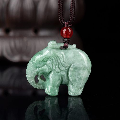 Buddha Stones Elephant Jade Luck Strength Necklace String Pendant