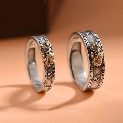 Goforrich PiXiu Om Mani Padme Hum Heart Sutra Luck Wealth Couple Ring