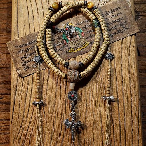 Goforrich Tibet 108 Mala Beads Bodhi Seed Cross Vajra Dharma Wheel PiXiu Wealth Bracelet