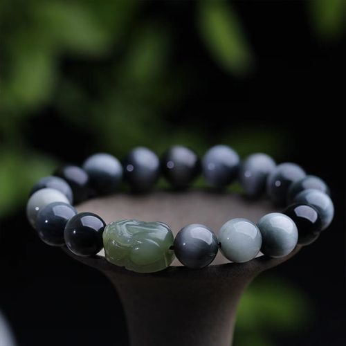 Goforrich Natural Eagle's Eye Stone Hetian Jade Pixiu Confidence Bracelet