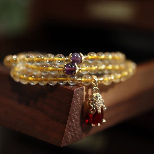 Goforrich Citrine Amethyst PiXiu Prosperity Happiness Protection Bracelet