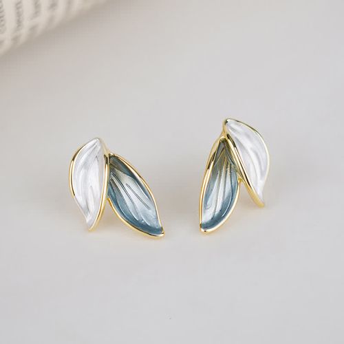 Goforrich Leaf Design Luck Stud Earrings