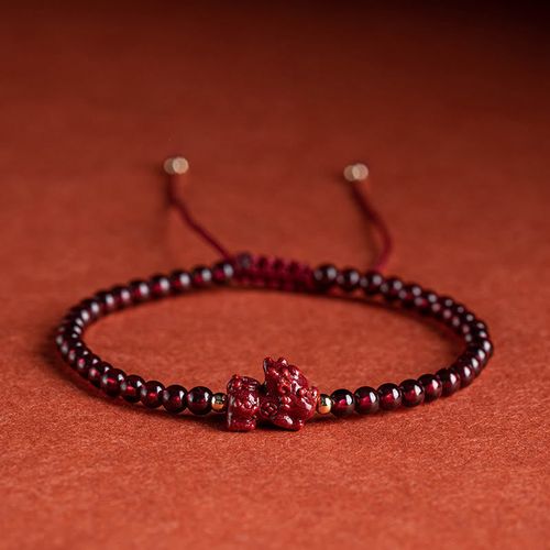 Goforrich Garnet Cinnabar PiXiu Blessing Calm String Bracelet