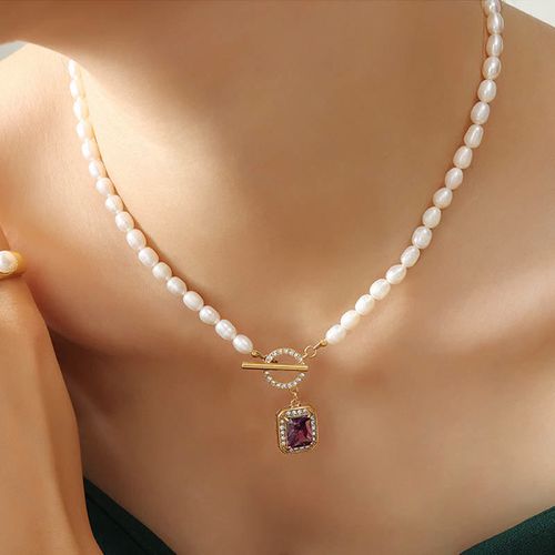 Buddha Stones Pearl Zircon Wealth Charm Necklace Pendant