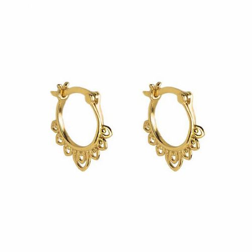 Goforrich Round Lotus Flower Pattern Luck Hoop Earrings