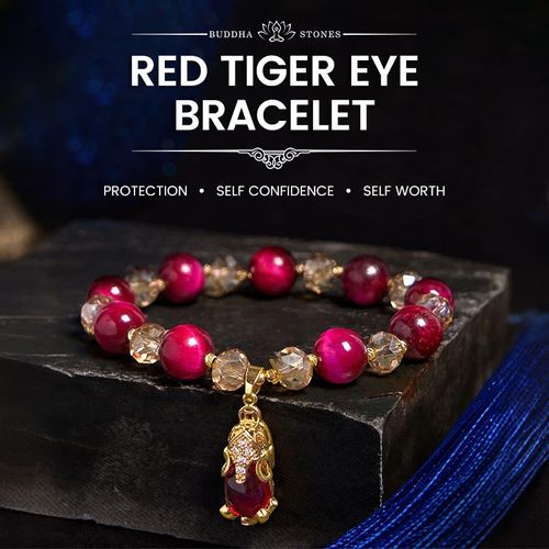 Goforrich Red Tiger Eye PiXiu Fox Protection Self Confidence Bracelet