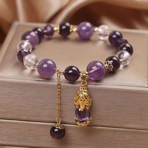 Goforrich  Natural Amethyst PiXiu Healing Bracelet