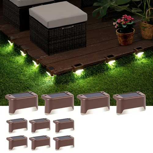 4Pack LED Solar Stair Light Lamp Waterproof Passage Courtyard Guardrail Step Night Light for Outdoor Garden Borders Terrace
