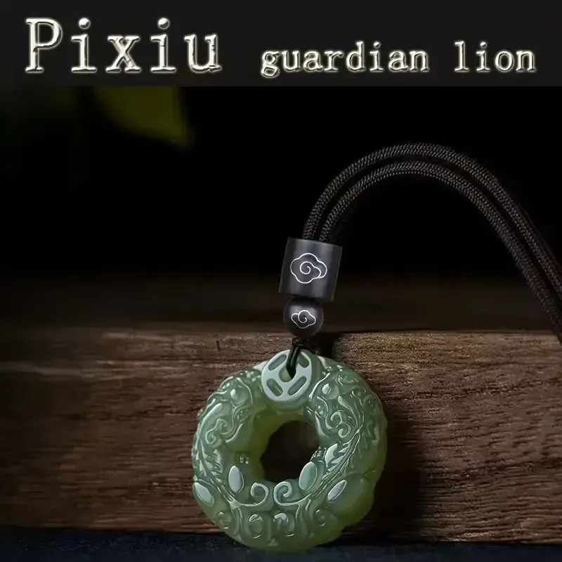 Natural Chinese Chalcedony Hand Carved Jade Pendant Necklace Fashion Lovers Jewelry Carved Agate Black Buckle Pendant