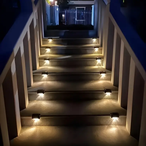 4Pack LED Solar Stair Light Lamp Waterproof Passage Courtyard Guardrail Step Night Light for Outdoor Garden Borders Terrace