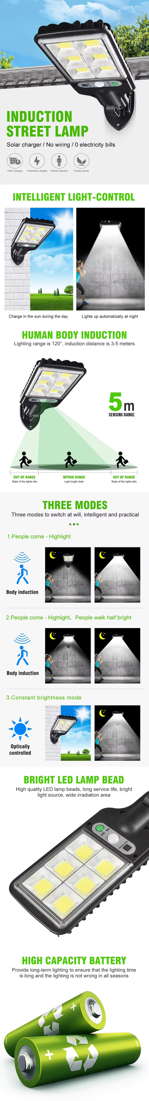 Outdoor Solar LED Wall Lamp Motion Sensor Remote Control Waterproof Yard Light for Home