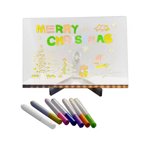 Kids Erasable LED Drawing Board | Acrylic DIY Night Light | Gift for Children