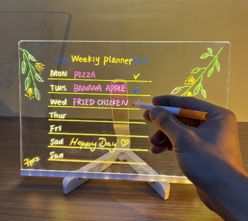 Kids Erasable LED Drawing Board | Acrylic DIY Night Light | Gift for Children