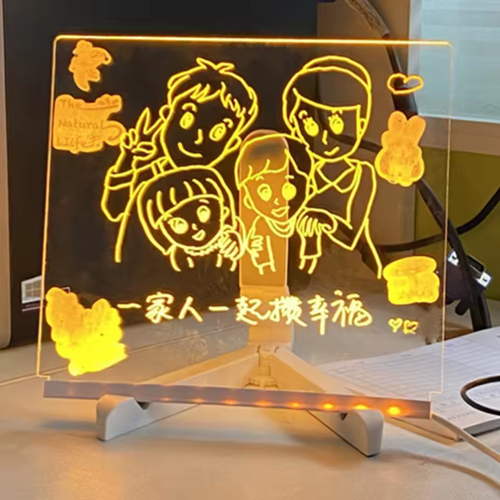 Kids Erasable LED Drawing Board | Acrylic DIY Night Light | Gift for Children