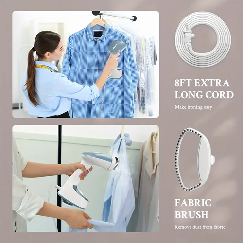 Portable Handheld Steamer for Clothes, Rotating Head Foldable Steam Iron, Wet Dry 2 in 1 Mini Garment Steamer Wrinkle Remover for Travel Home Dorm