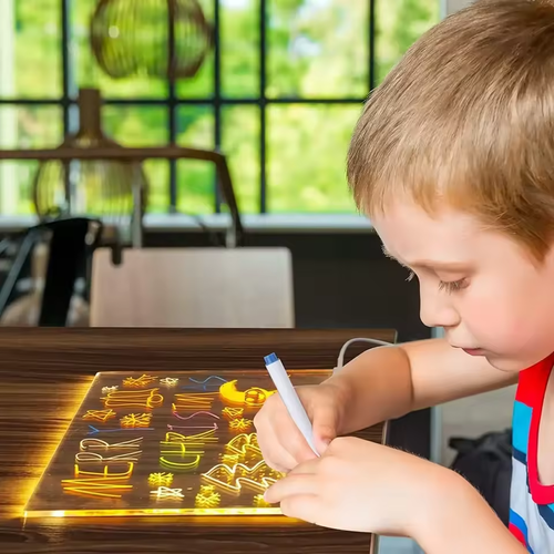Kids Erasable LED Drawing Board | Acrylic DIY Night Light | Gift for Children