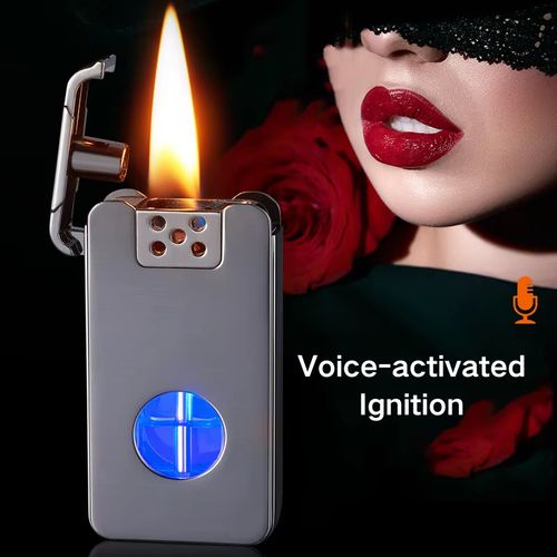Creative Design Metal Voice Control Tremble Lighter New Smart Induction Charging Shake Kerosene Oil Lighter Voice Activated