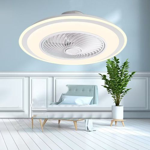 Remote control fan lamp with adjustable dimming for 4 levels of speed. E27 screw-type lamp for both fan and lighting purposes. Ideal for home use.
