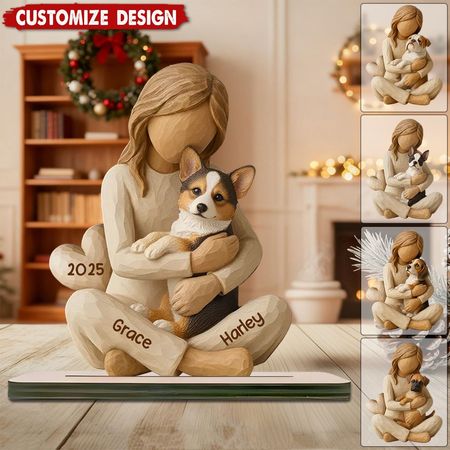 Personalisierter Holzaufsteller mit dem Bild meines Hundes darauf – ein Geschenk für Hundeliebhaber.