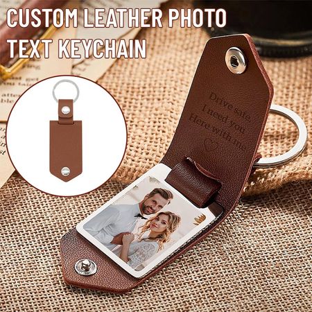 Personalisierter Schlüsselanhänger aus Leder mit Foto und Text – das perfekte Jahrestagsgeschenk für Paare