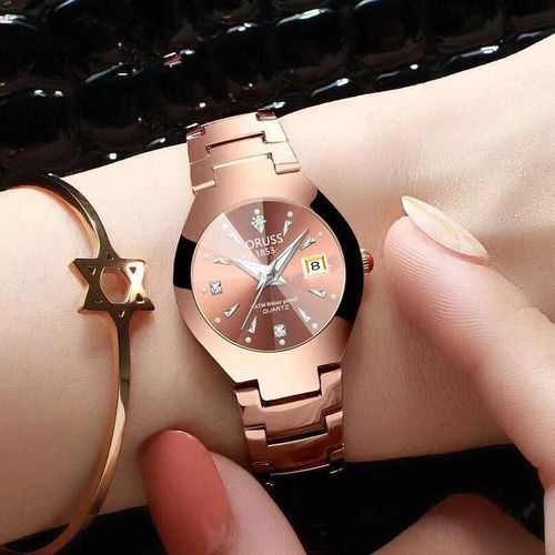 Rose Gold Double Calendar  Fashion WristWatch