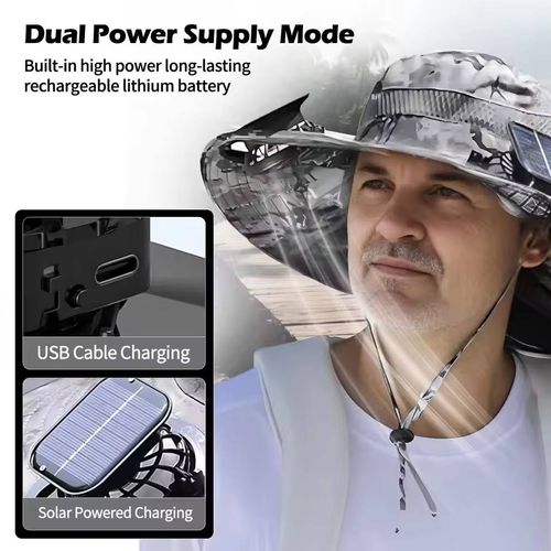 Solar-powered fan hat
