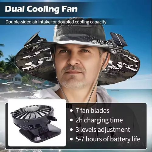 Solar-powered fan hat