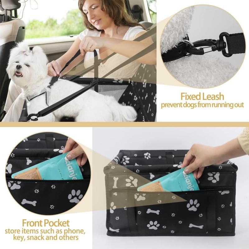 Pet Car Seat Booster Bag, Foldable Waterproof Breathable Oxford Travel Bag, Suitable for Small Medium Dogs Cats Pets, Car Dirt Proof