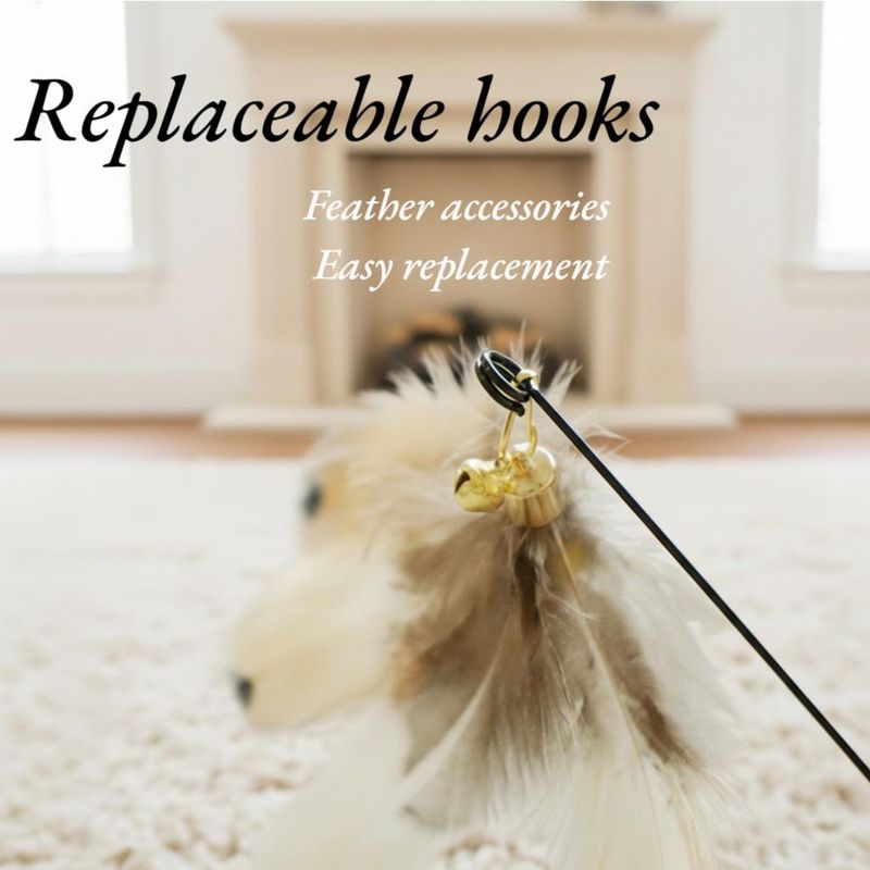 Pet Gift Set, Six-Piece Replaceable Insect Head Accessories with Bell Feathers, Suitable for Indoor Cat Play and Exercise, Release Cat Nature