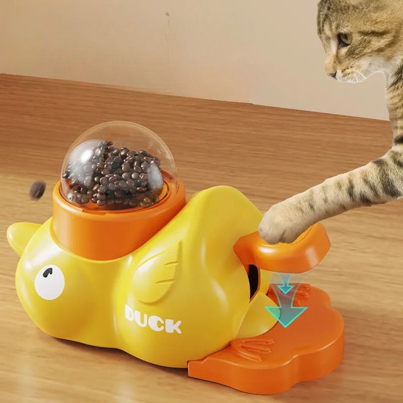 Little Yellow Duck Treat Launcher  Interactive Pet Toy Fun  Enriching, Helps Develop Your Pet Observation and Coordination Skills