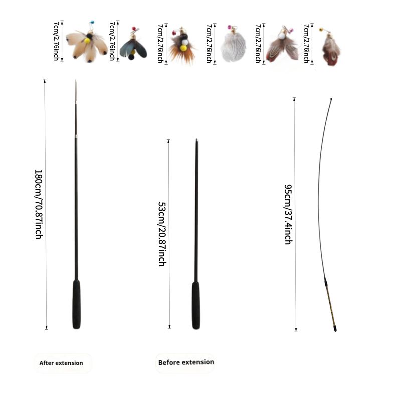 Pet Gift Set, Six-Piece Replaceable Insect Head Accessories with Bell Feathers, Suitable for Indoor Cat Play and Exercise, Release Cat Nature