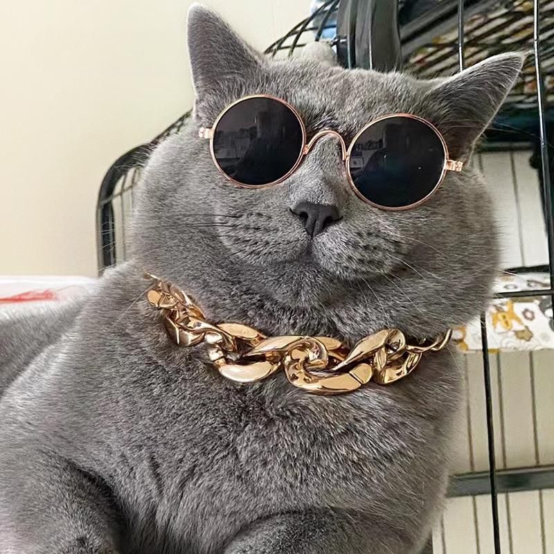 Pet Gold Chain Necklace – Lobster Clasp Design, Adjustable Length Adds a Bold, Powerful Look — Perfect for Cats and Dogs